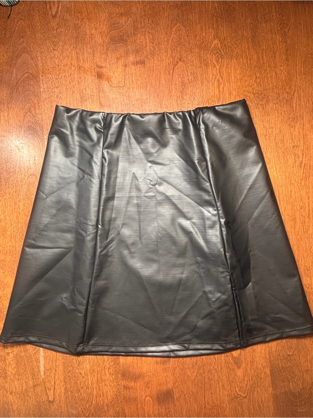 Women's Black Faux Leather A-Line Skirt